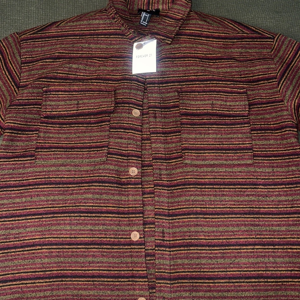 Woven Over shirt - Burgundy and Multicolored (Forever 21 For Men - Size S) :New